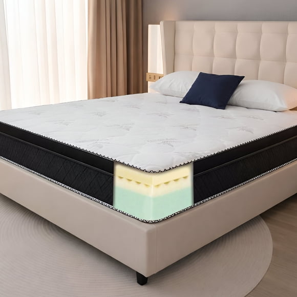 Mattress Master Spring Free Euro Top Foam Mattress, Medium Firm, Bamboo Fabric Cover, CertiPUR-US Certified, One-Sided Support Mattress Single.