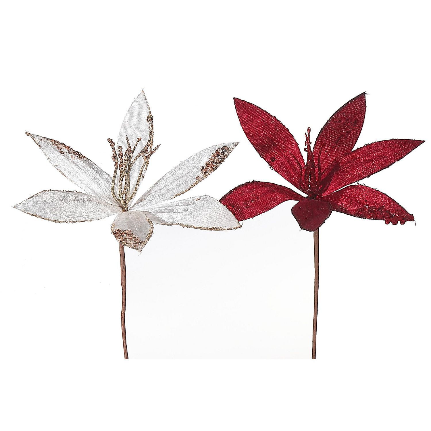 Poinsettia À Paillettes À Paillettes De Noël - Ensemble De 6