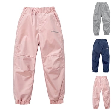 WRKEKC Girls Ski Pants Fleece Lined Windproof Waterproof Cuffed Hem Warm Solid Color Long-Lasting Outdoor Winter Pants for Girls 6-15 Years