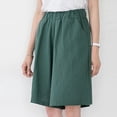 thumbnail image 4 of Meichang Women's Plus Size Cotton Linen Bermuda Shorts, Solid, Elastic Waist, with Pockets, 4 of 7