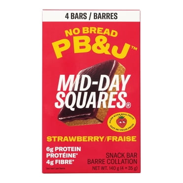 No Bread PB&J Fraise Barre Collation Mid-Day Squares 140 g/4 x 35 g