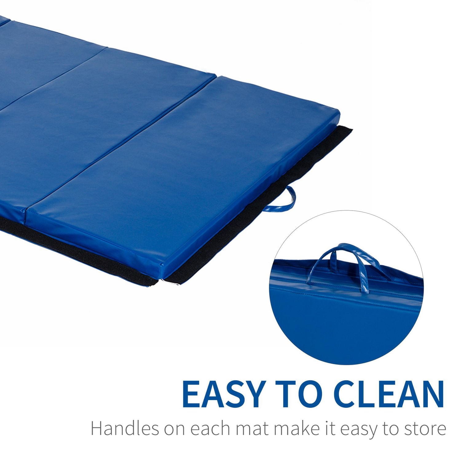 Soozier tapis de gymnastique pliable 10,2 x 15,2 x 5,1 cm, tapis d'exercice avec poignées de transport pour yoga, MMA, arts martiaux, étirements, entraînements de base, bleu
