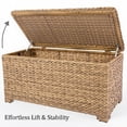 thumbnail image 2 of Krikacy Patio Coffee Table Outdoor All-Weather Rectangle Tempered Glass Top Table with Storage,for Living Room Backyard Garden,Light Brown, 2 of 7