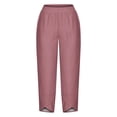thumbnail image 4 of Timegard Plus Size Pants for Women Elastic Waist Solid Color Comfy Fall Casual Crop Pants with Pockets, 4 of 5