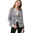 thumbnail image 1 of INSPIRE CHIC Women's Winter Worsted Notched Lapel Double Breasted Short Peacoat, 1 of 7
