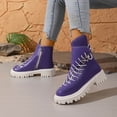 thumbnail image 4 of Birdeem Women's Plus Size Short Tube Boots, Shiny Soft Leather, Thick Sole, Motorcycle Style, 4 of 6