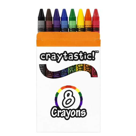 Craytastic! Craies de Cire en Vrac, 30 Boîtes Individuelles de 8 Couleurs/paquet de Classe - Format Régulier, Qualité Supérieure (Rouge, Jaune, Vert, Bleu, Violet, Brun, Noir) Sécuritaire