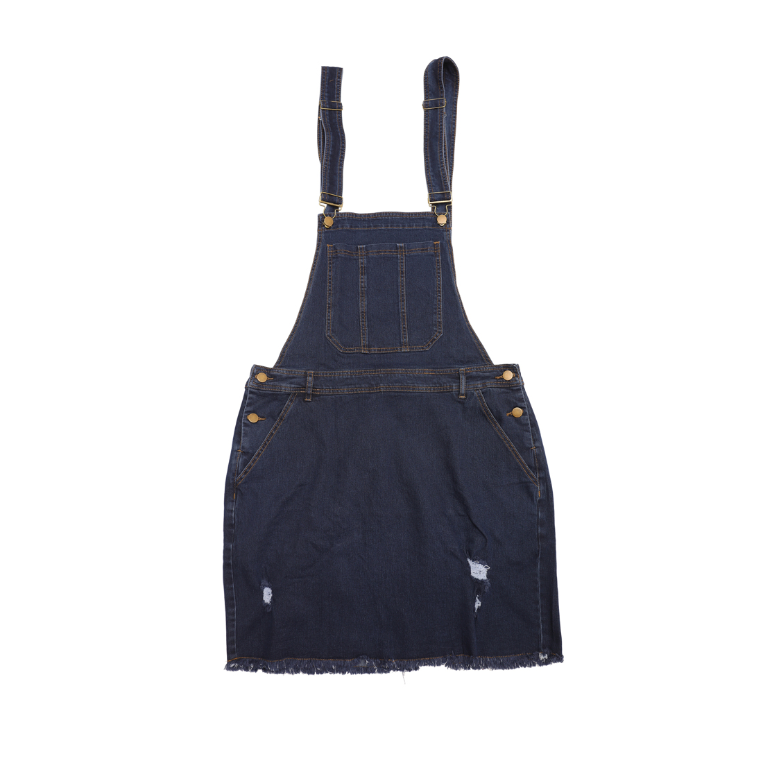 GRACE & GRANDEUR Robe à Bretelles Décontractée en Denim pour Femme Grande Taille à Bretelles Ajustables 3X Bleu Foncé