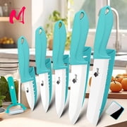 6PCS Ceramic Knives Set for Kitchen 5-Piece Sharp Paring Knives with Covers and a Peeler,Sharp 6-inch Serrated Bread Knife Fruit Cutter 3", 4", 5" Inch