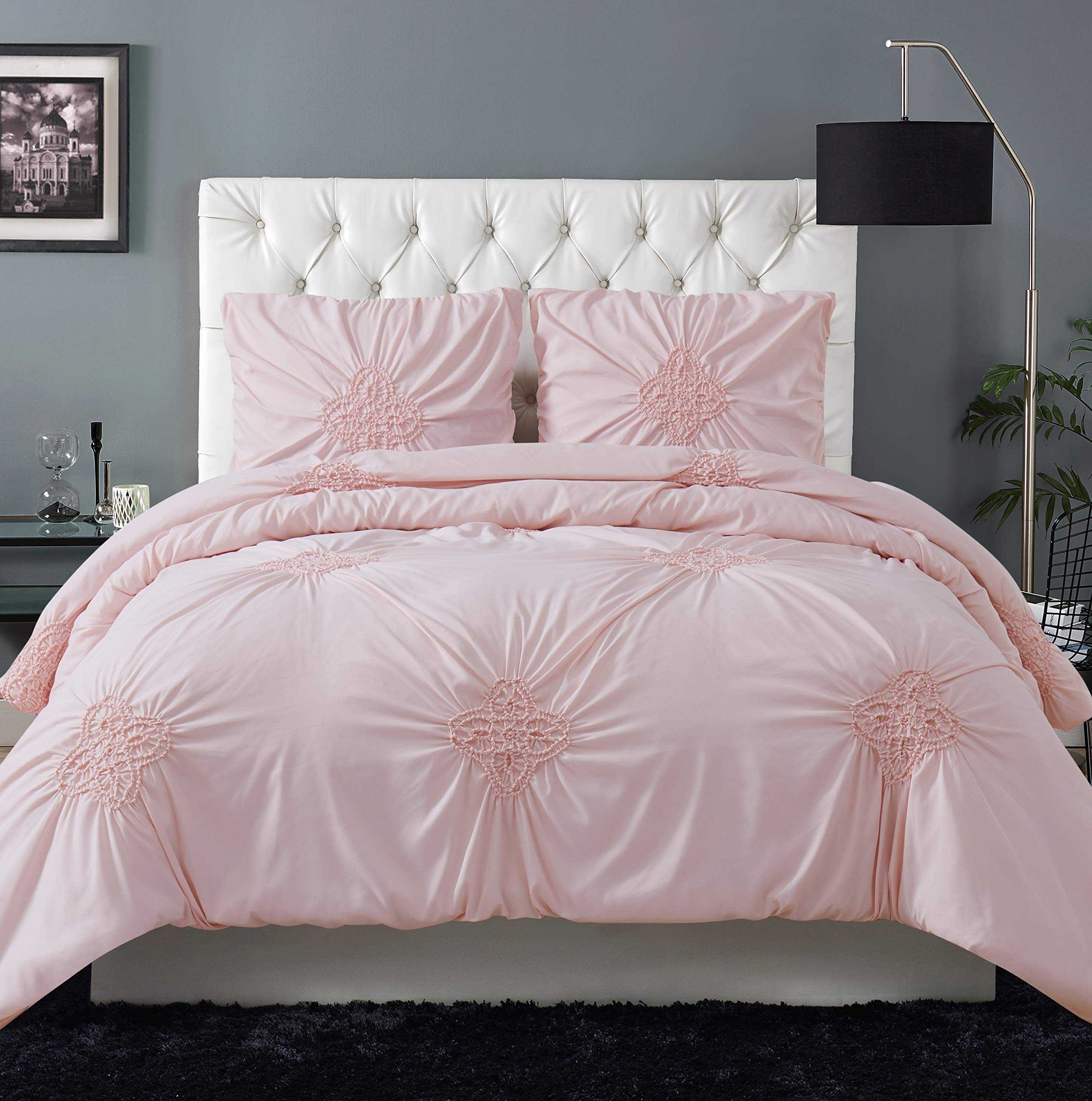 Christian Siriano Ensemble de Housse de Couette Froncée Georgia, Full/Grand, Blush