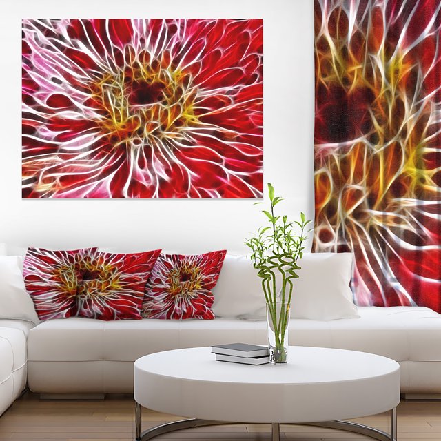 Dark Red Digital Art Fractal Flower - Floral Canvas Art Print