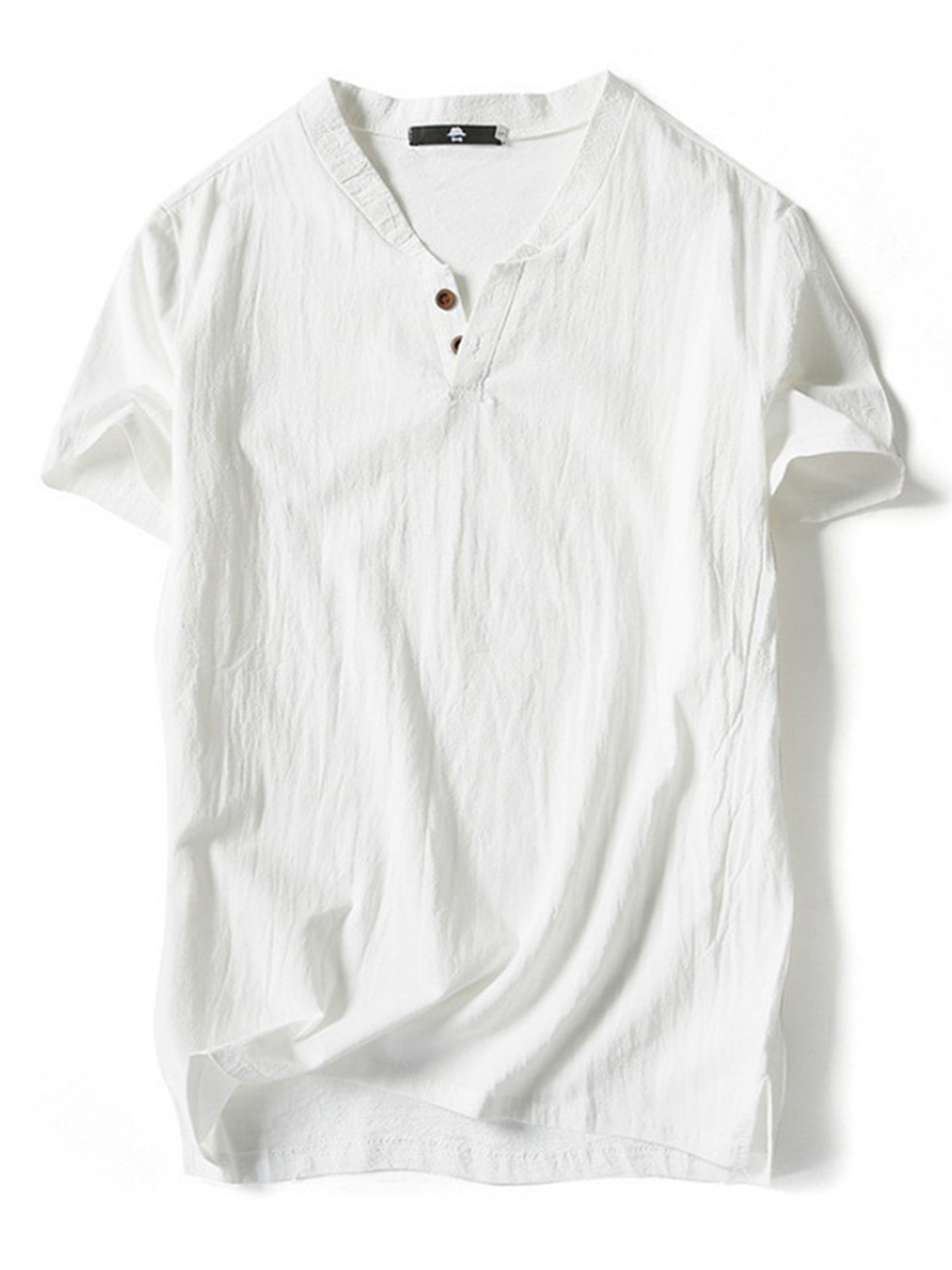 Innerwin T-Shirt Style Rétro T-Shirts pour Hommes Été Couleur Unie Hauts Simples Blanc-2 2TG