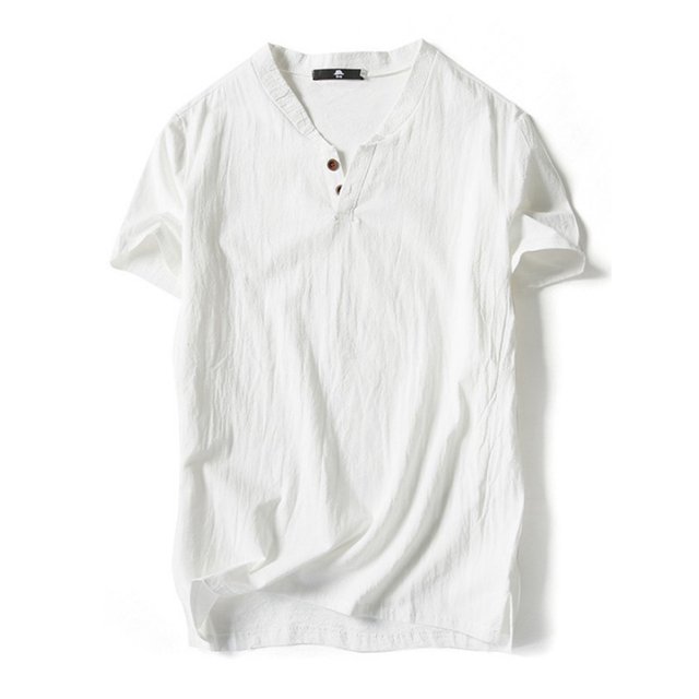 Innerwin T Shirt Retro Style Mens Tees Summer Solid Color Plain Tops White-2 M
