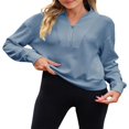 thumbnail image 4 of Solid Color Stand Collar Zipper Women‘s Loose Sweatshirt, 4 of 7