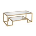 thumbnail image 1 of Henn&Hart Rectangular Coffee Table with Tempered Glass Top and Gold Metal Frame, Gold, 1 of 8