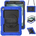 thumbnail image 1 of Case for iPad 6th / 5th Gen (2018 2017) / iPad Air 2 / iPad Pro 9.7 inch with Screen Protector, 360 Degree Rotating Kickstand Hand Strap Shockproof Cover with Shoulder Strap, Blue, 1 of 7