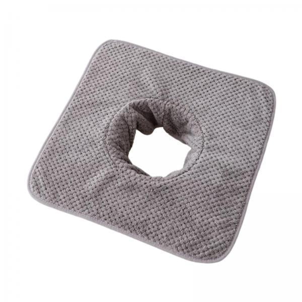Bunblic 2xSPA Massage Table Towel with Face Hole Coral Velvet Reusable Soft for Beauty Gray 2 Pcs