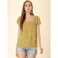 thumbnail image 3 of INSPIRE CHIC Women's Chiffon Square Neckline Ruffle Sleeve Floral Top, 3 of 6