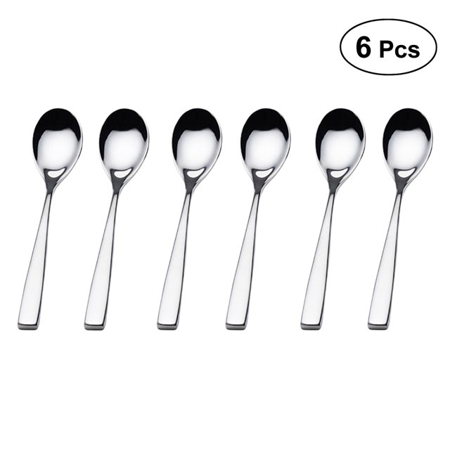 6pcs 304 Creative Stainless Steel Teaspoon Coffee Spoon Dessert Stir Soup Spoons