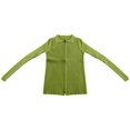 thumbnail image 3 of Women's Double Zip Ribbed Knit Cardigan - Tight-Fitting Crop Top with Collar - Modern Design - Soft Textured Fabric - One Size Fits Most, 3 of 3