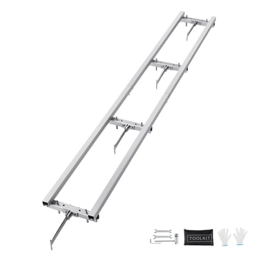 VEVOR Rail Mill Guide System, 9 ft Milling Guide, 4 Crossbar Kits Chainsaw Mill Rail Guide, Aluminum Adjustable Saw Mill Rail System Work with Chainsaw Mills for Builders and Woodworkers