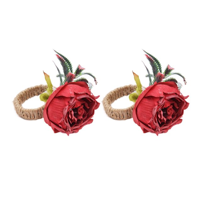 Sonew 2Pcs Innovative Napkin Buckle Simulation Flower Napkin loop Holder for Hotel Restaurant,Napkin Supplies