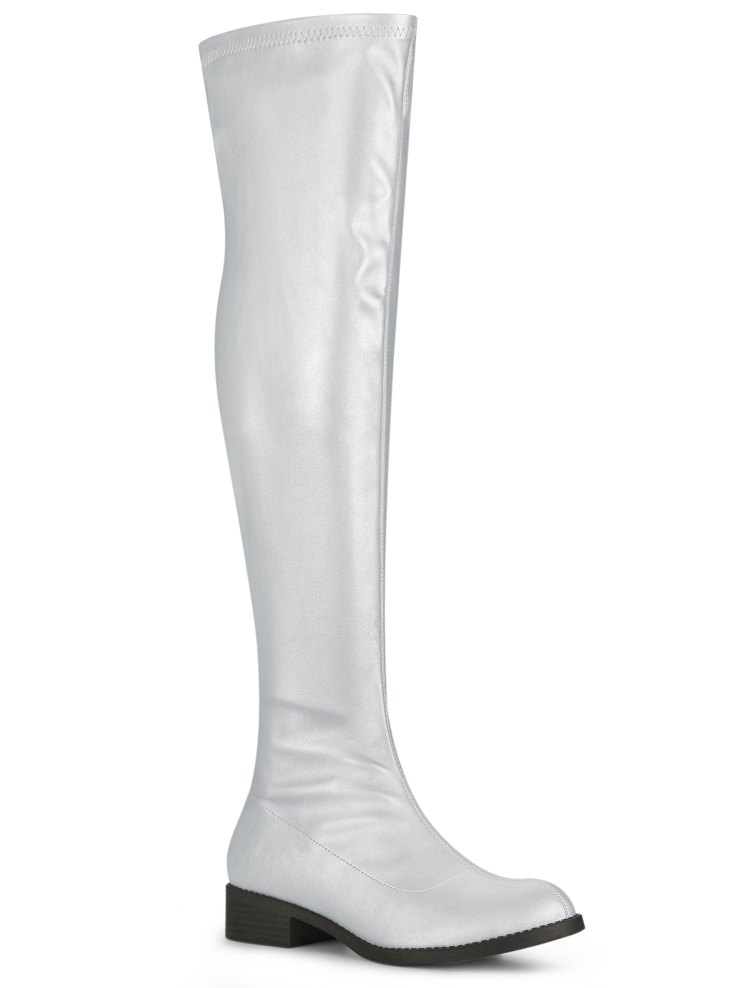 Unique Bargains Bottes Cuissardes à Talons Blocs à Bout Rond pour Femmes