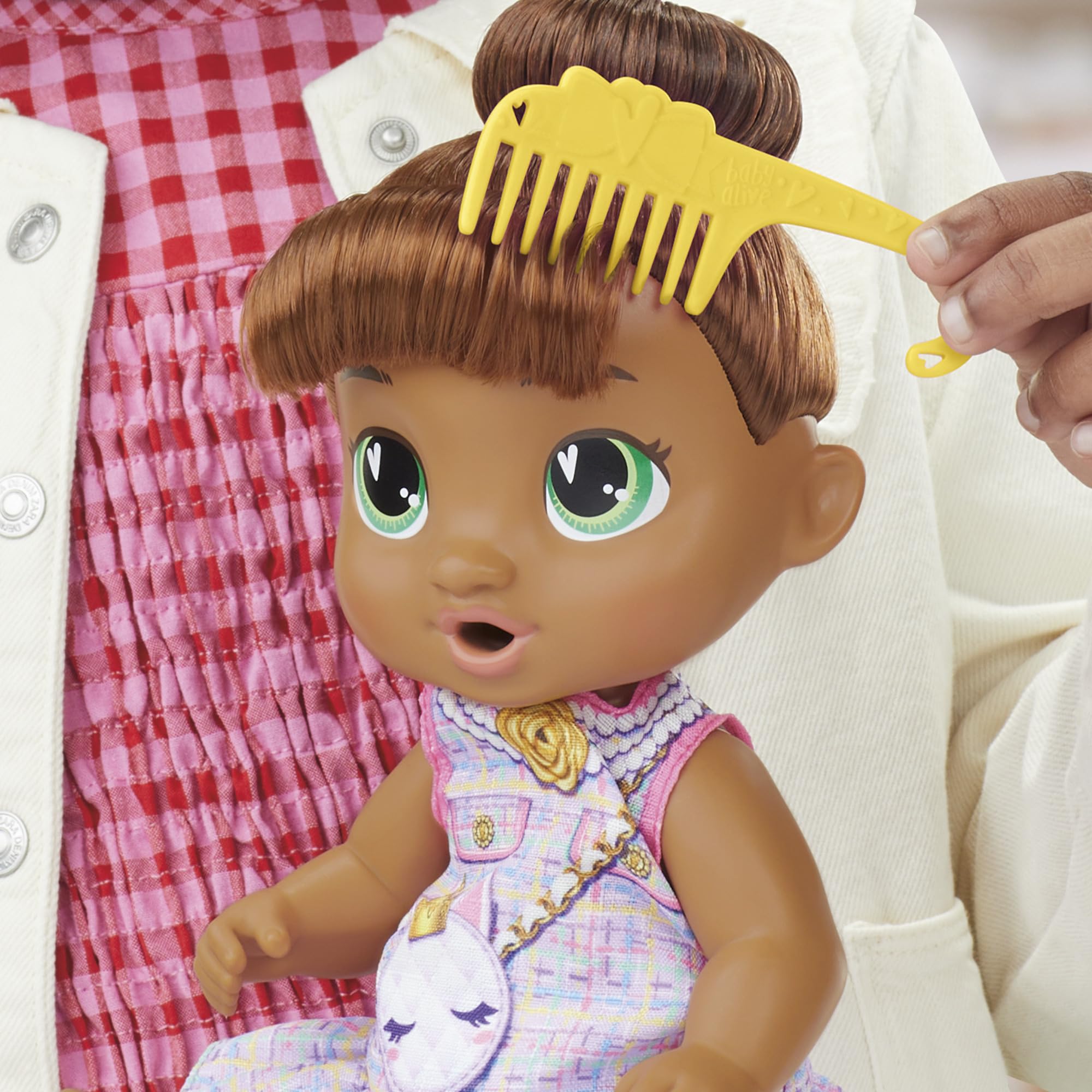 Baby Alive Poupée Bubbly Tea Party Sophia avec Accessoires de Théière, Cheveux Bruns, 11 Pouces, Jouets pour Filles et Garçons de 3 Ans et Plus