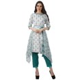 thumbnail image 2 of Moomaya Asymmetric Kurti With Pant Indian Tunic Tops Printed Kurti Set For Women, 2 of 6