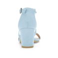 thumbnail image 2 of BLISSFUL STEP Women's Open Toe Cross Strap Mid Block Heel Sandals Blue 8, 2 of 8