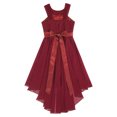 thumbnail image 4 of Aislor Robe Fleurie en Mousseline Asymétrique pour Filles, Enfants, Froncée, Sans Manches, Perlée, Mariage, Demoiselle d'Honneur, Robe Formelle, Bourgogne 10, 4 of 6
