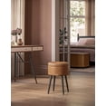 thumbnail image 2 of VASAGLE EKHO Collection Storage Ottoman, Vanity Chair Stool, Round Storage Seat, Loads 330 lb, Caramel Brown, 2 of 7