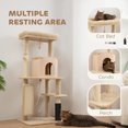 thumbnail image 4 of PawHut 52 Inch Cat Tree with Scratching Posts, Cat Bed, Condo, Beige, 4 of 10