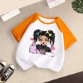 thumbnail image 2 of GDREDA Vêtements Fille Enfant Bébé Filles Mignon Col Rond Manches Courtes Imprimé Manches Raglan Tee Été Décontracté T-Shirt T-Shirts Fille Orange,7-8 Ans, 2 of 3