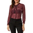 thumbnail image 1 of INSPIRE CHIC Women's Ruffled Collar Long Sleeve See Through Lace Button Down Shirt, 1 of 6