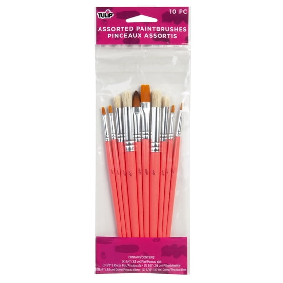 Tulip Pinceaux Assortis, Outils pour Peinture sur Tissu, Lot de 10, Pinceaux Artistiques pour Loisirs Créatifs