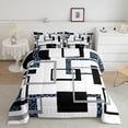 thumbnail image 2 of YST Ensemble Douillette 7 Pcs Style Mi-Siècle Grand Lit pour Adulte Noir Bleu à Rayures, Ensemble de Literie Imprimé Guépard Moderne, Ensembles de Lit Réversibles Noir Gris avec Drap Plat et Drap-Housse, Couvre-Oreillers, 2 of 5