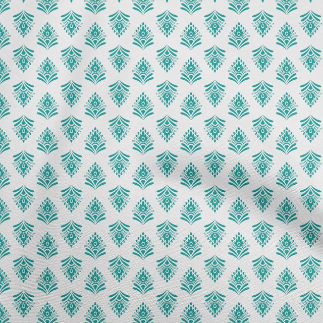 oneOone Viscose Jersey Turquoise Green Fabric Asian Block Sewing Craft Projects Fabric Prints By Yard 60 Inch Wide