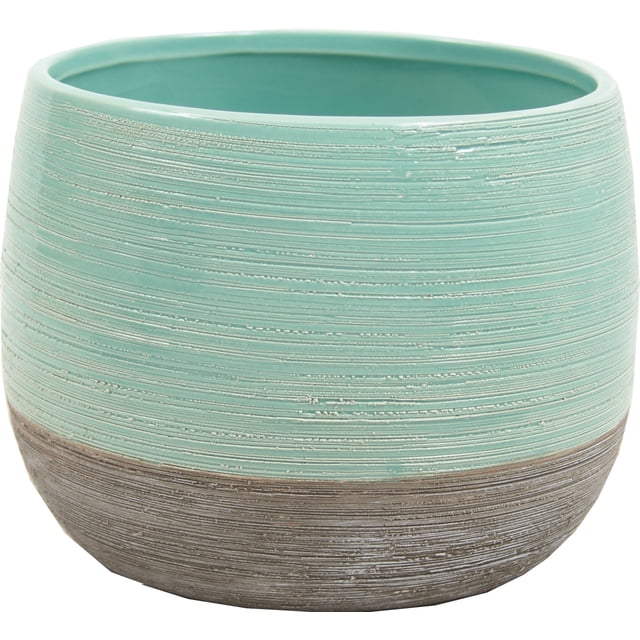 Jardinière Brillante Aqua et Gris Mat