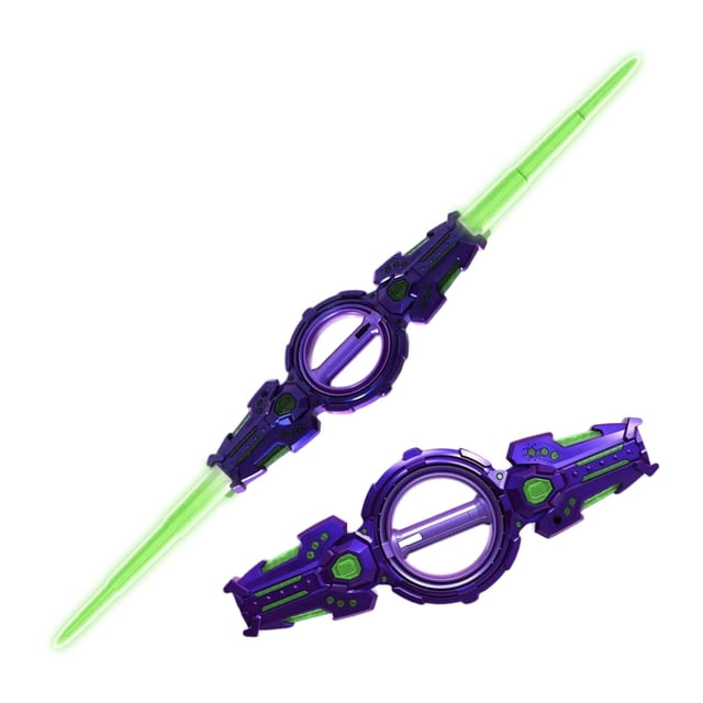 BAOPAI Double-Edged Retractable Lightsaber with Instant Deployment 7 Color Changing LED Lights Realistic Sound and Laser Effects for Kids Role Play and Party Use