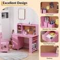 thumbnail image 2 of EDTara Study Desk and Chair Set for Children, Study Table for Kids - Features Bookshelf, Bulletin Board, Cabinets and Drawer, Pink, 2 of 6