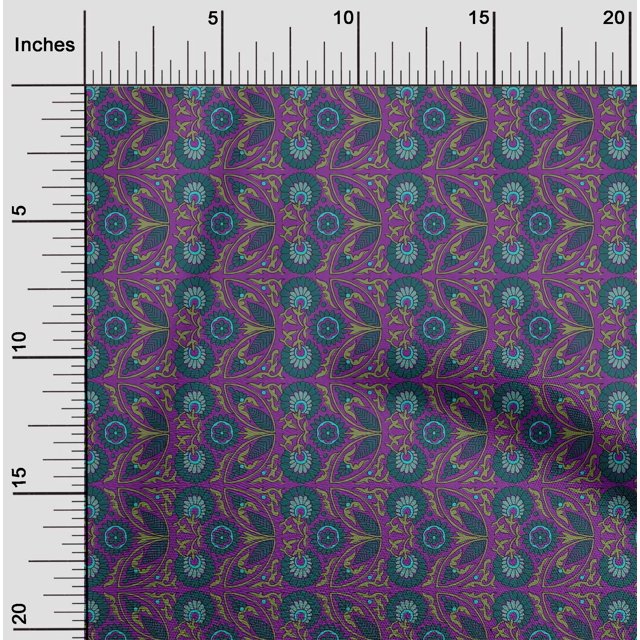 oneOone Polyester Lycra Fabric Leaves & Floral Block Decor Fabric Printed BTY 56 Inch Wide