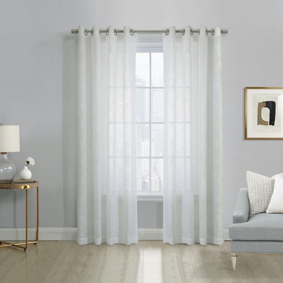 Loft Living Banan Sheer Grommet Single Curtain Panel 52 x 84 in White