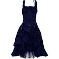 thumbnail image 1 of Fridja Ladies Summer Sleeveless Gothic Style Dark Drawstring Waist Solid Color Dress, 1 of 3