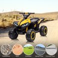 thumbnail image 4 of 12V Kids Ride-On ATV, Electric 4-Wheeler Toy Car – Remote Control, LED Lights, Music, Horn, USB, Treaded Tires, Adjustable High/Low Speeds – Battery Powered for Boys & Girls, Yellow, 4 of 7