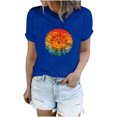 thumbnail image 2 of Pompotops Femmes Casual Sexy Mode Été Col Rond T-Shirt Imprimé en Vrac Manches Courtes Tops Blouse, 2 of 3