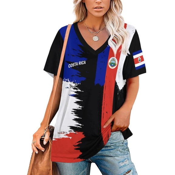 Chandail de Soccer pour Femmes Costa Rica 2026 pour Fans de Soccer avec Drapeau de la Nation, Chandail Aussi Personnalisé