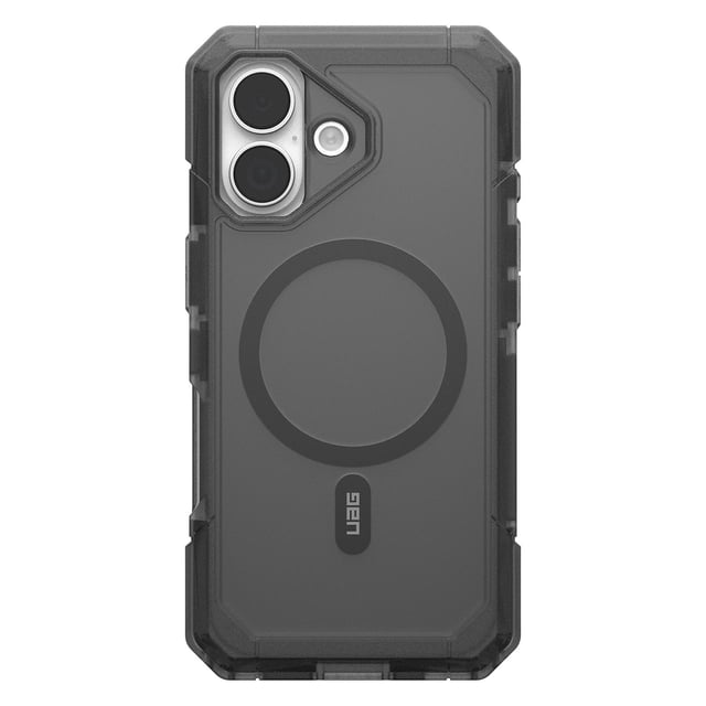 Étui Robuste UAG Trooper MagSafe Couleur Cendre pour iPhone 17, Montré à l'Arrière avec une Étui composite Translucide Gris Cendre, Anneau Magnétique Intégré pour Compatibilité MagSafe, Coins Renforcés pour protection contre les Chutes de 30 Pieds, Boutons Tactiles Surdimensionnés et construction Robuste de Qualité Militaire.