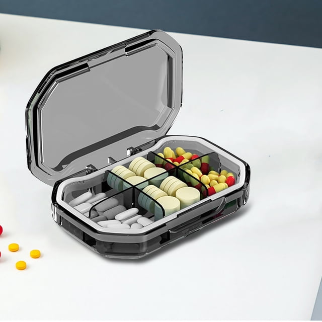 Matoen Sturdy Waterproof Travel Size Tablet Box 6 Compartments Small Pharmaceutical Or Small Jewelry Mini Container Gray Blue Green