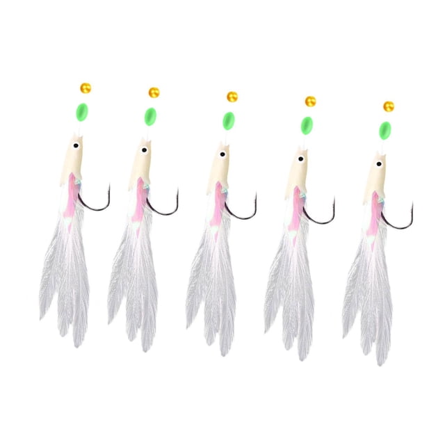 Almencla 5x ing Rigs Glow ing Beads ing Lures for Saltwater Mackerel Pollock white